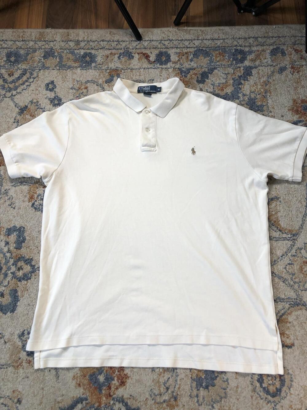Polo By Ralph Lauren Polo Shirt Mens XL White Solid Pony Logo Short Sleeve Knit
